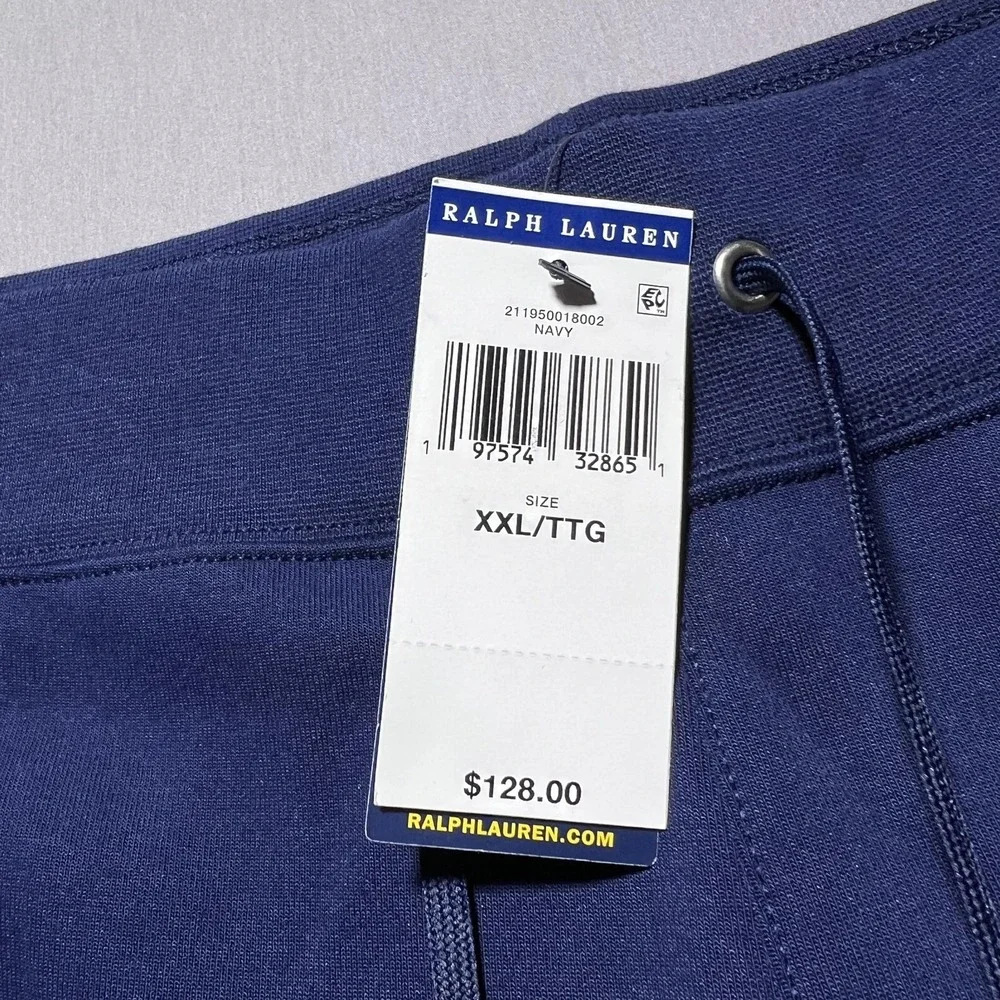Polo Ralph Lauren Double‎ Knit Jogger Sweatpants Mens 2XL Navy Blue Fleece